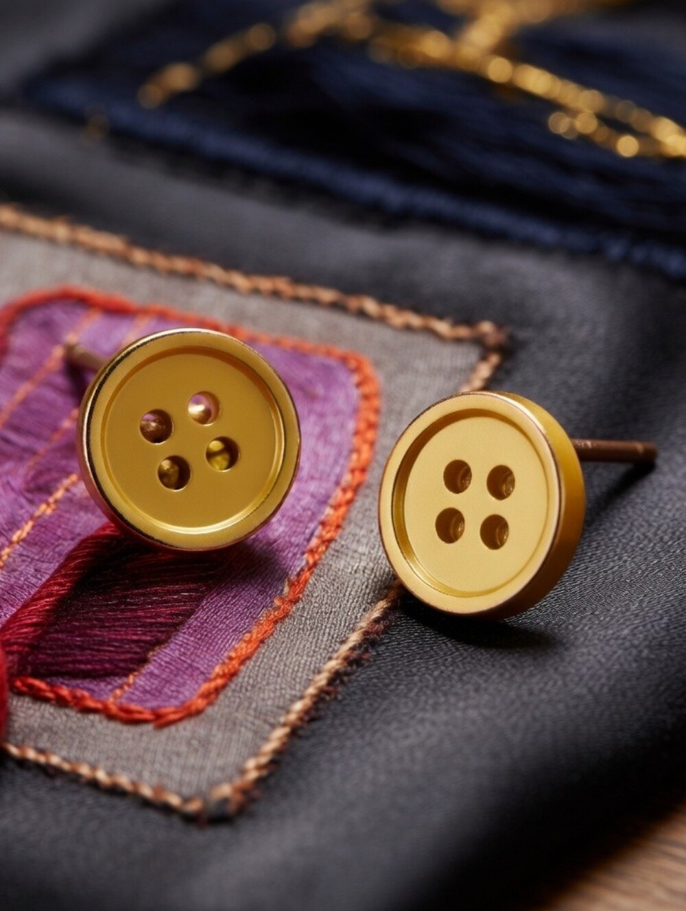 ANTHROPOLOGIE GOLD ITTY BITTY BUTTON EARRINGS